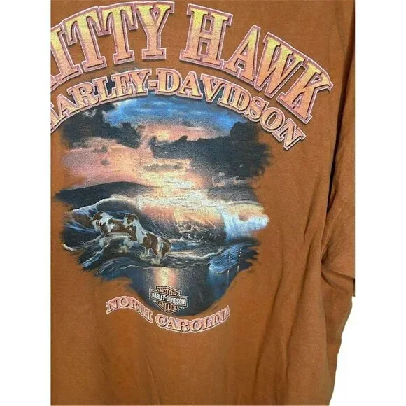 Harley-Davidson Men's XL Orange Graphic Print T-Shirt Kitty Hawk - Picture 2 of 4